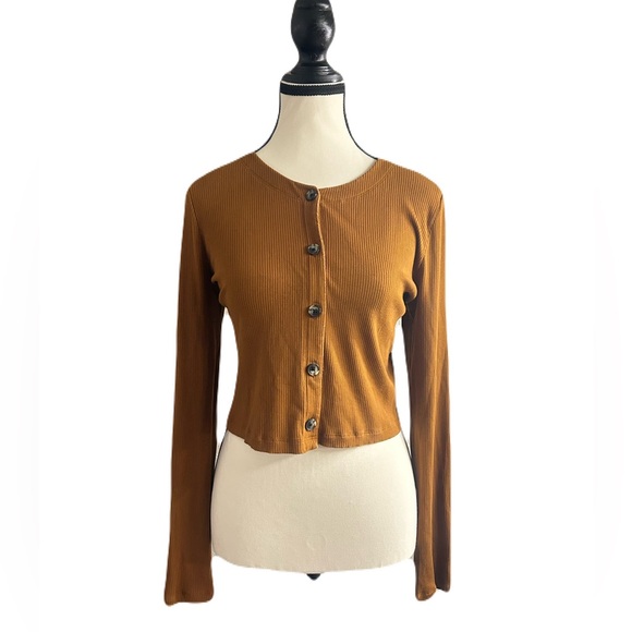 ARITZIA Wilfred Neptune Long sleeve Top Cardigan Rich Chestnut Large - Picture 9 of 11